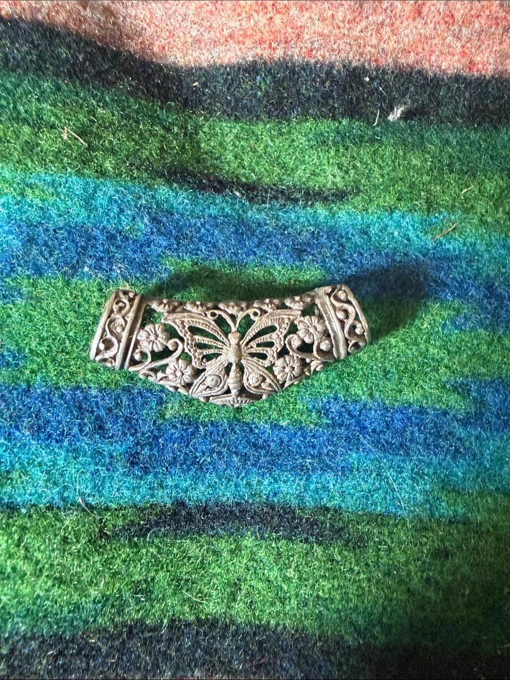 Antique Silver Butterfly Filigree Slide Bead